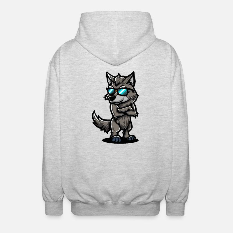 Wolf Cool Comic - Unisex Kapuzenjacke - Hellgrau meliert
