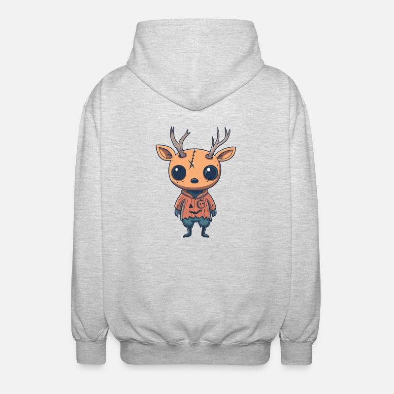 Deer Halloween Comic Funny - Unisex Hooded Jacket - light heather grey