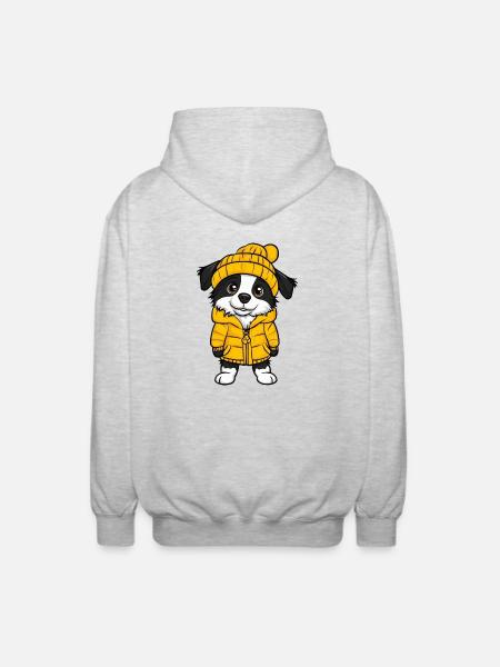 Border Collie Dog Winter - Unisex Hooded Jacket - light heather grey
