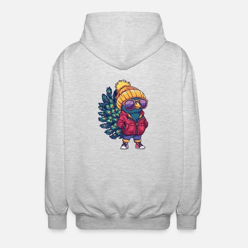 Pfau Vogel Winter - Unisex Kapuzenjacke - Hellgrau meliert