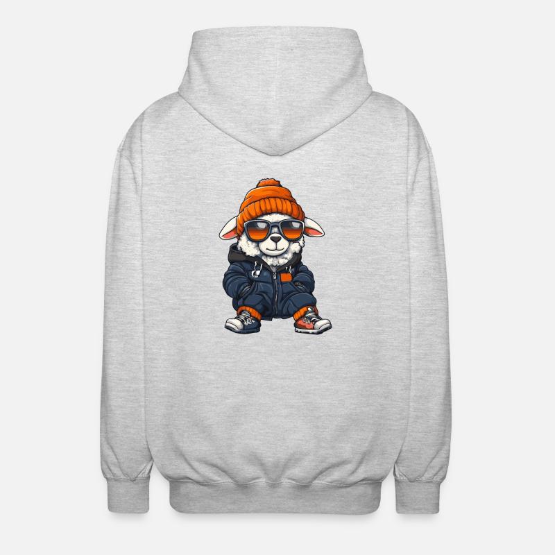 Schaf Winter Comic - Unisex Kapuzenjacke - Hellgrau meliert