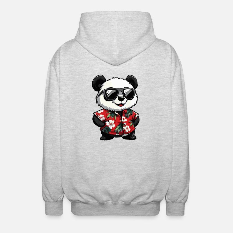 Panda Comic Funny Summer - Unisex Hooded Jacket - light heather grey