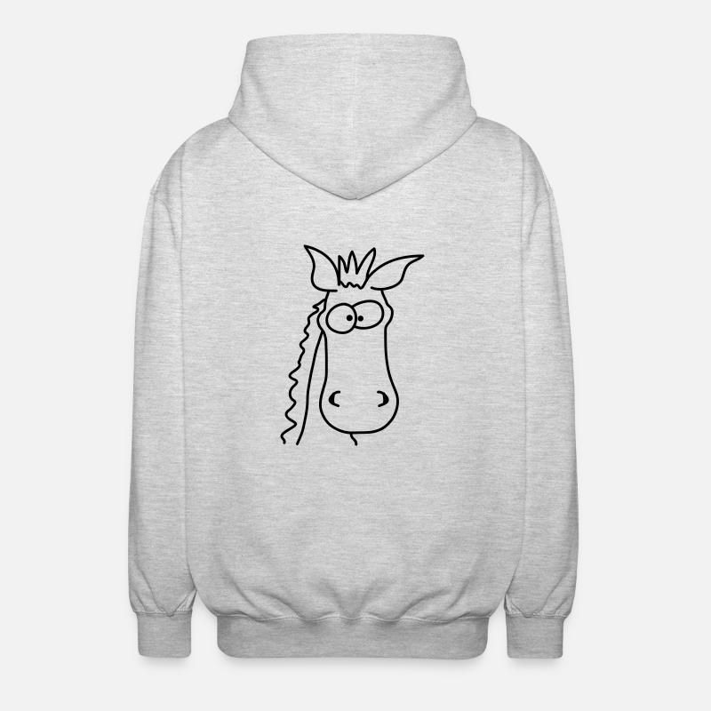 Funny Comic Horse - Unisex Hooded Jacket - light heather grey