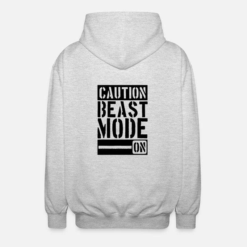 Caution Beast Mode On - Unisex Hooded Jacket - light heather grey