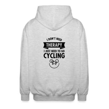 I Don't Need Therapy - I Just Need To Go Cycling - Unisex Hooded Jacket - light heather grey - Back - AI Model Male 185 light (185cm)