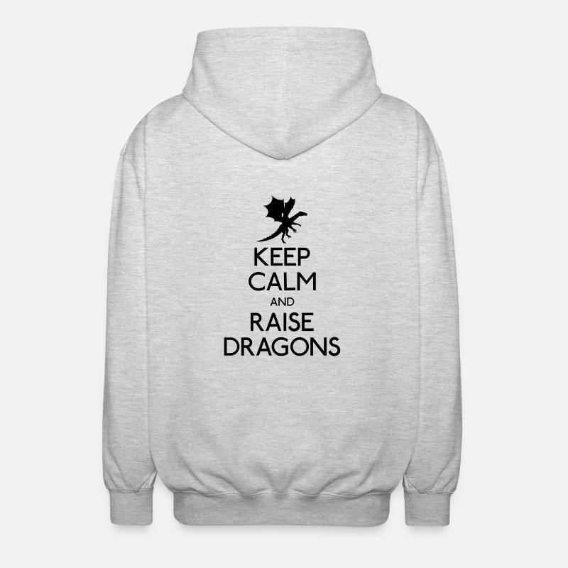 Keep calm dragons - Unisex Kapuzenjacke - Hellgrau meliert
