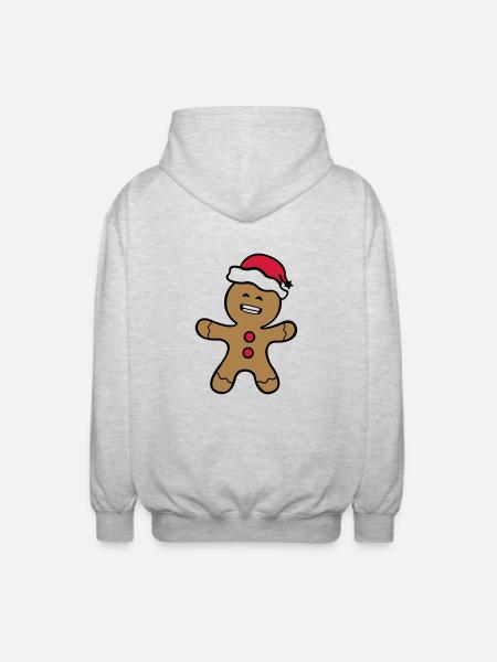 lebkuchenmann_02 - Unisex Kapuzenjacke - Hellgrau meliert