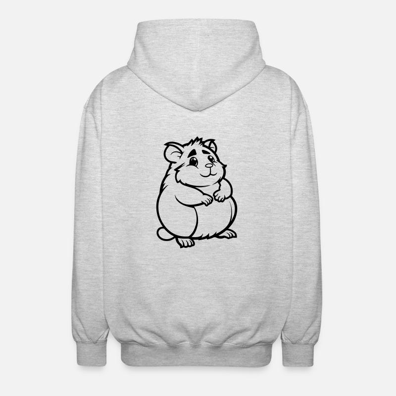 Hamster Bande Dessinée Animal - Veste à capuche unisexe - gris clair chiné