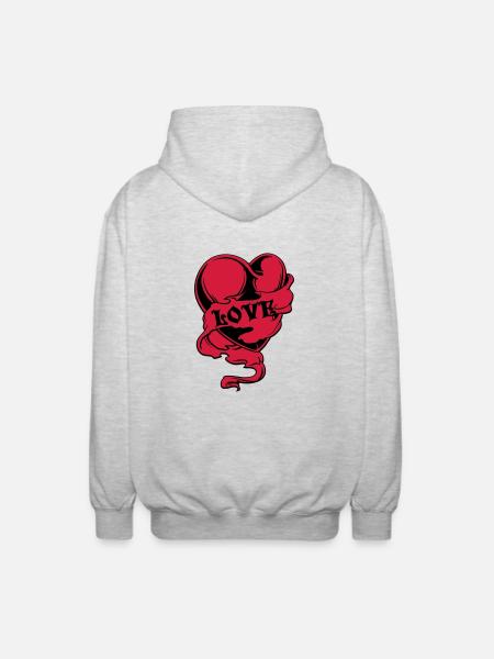 Herz - Unisex Kapuzenjacke - Hellgrau meliert