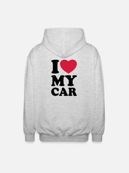 I love my car - Unisex Hooded Jacket - light heather grey