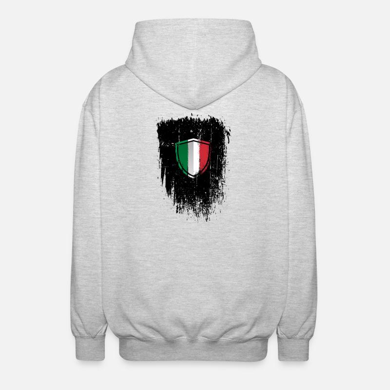 Bouclier du drapeau italien vieilli - Veste à capuche unisexe - gris clair chiné