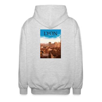 Lyon - Veste à capuche unisexe - gris clair chiné - Dos - AI Model Male 185 light (185cm)