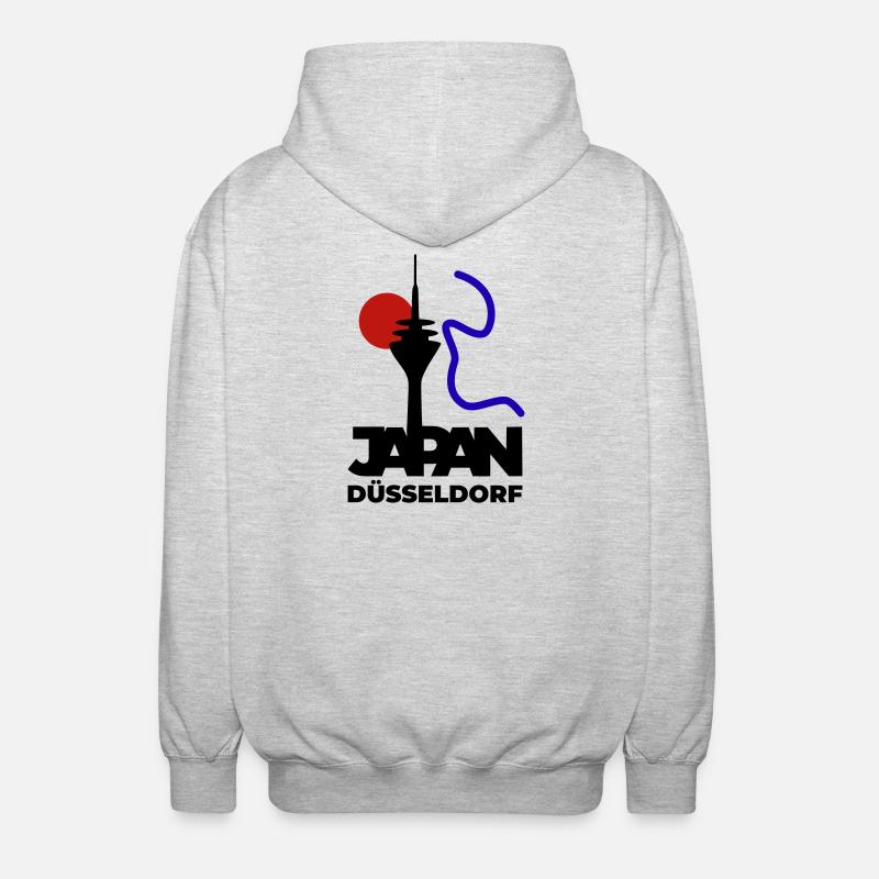 Japan goes Düsseldorf - Unisex Kapuzenjacke - Hellgrau meliert