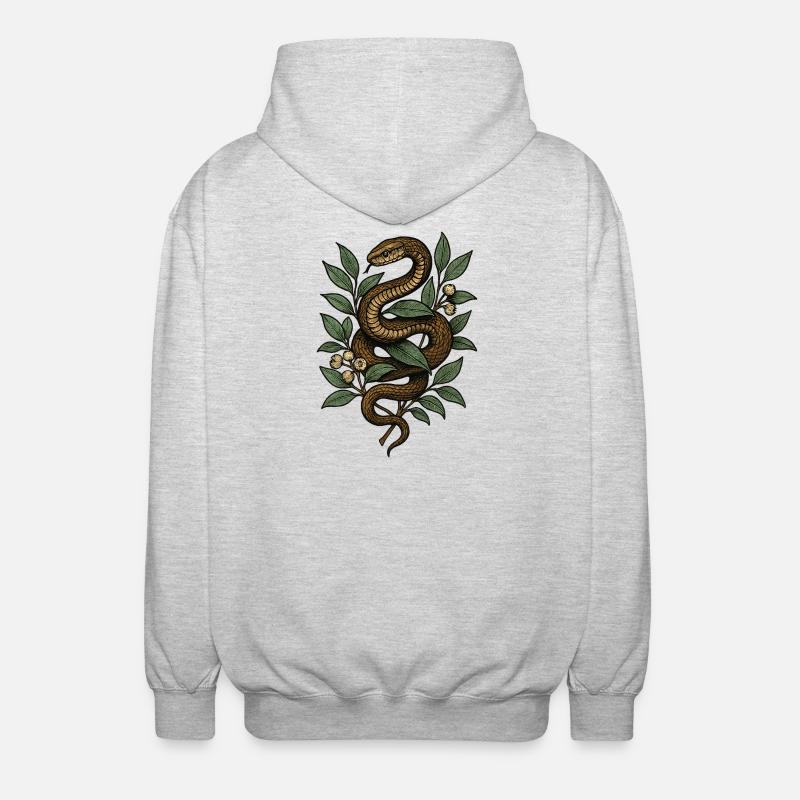 Serpent dans le réseau de feuilles - Veste à capuche unisexe - gris clair chiné