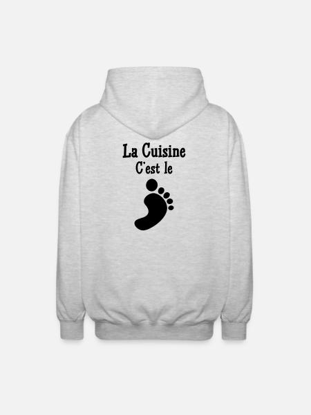 Kochen ist der Fuß - Unisex Kapuzenjacke - Hellgrau meliert
