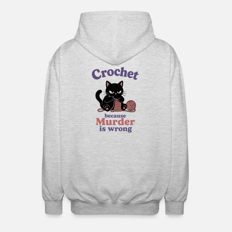 Crochet Because Murder Is Wrong - Unisex Kapuzenjacke - Hellgrau meliert