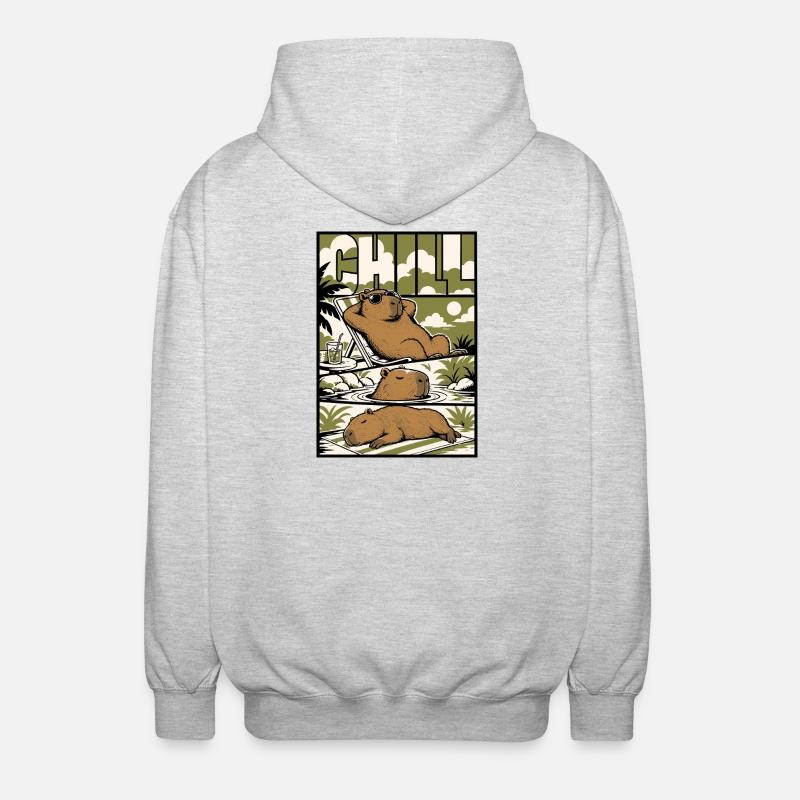 Chill Capybara Relax Design - Unisex Hooded Jacket - light heather grey