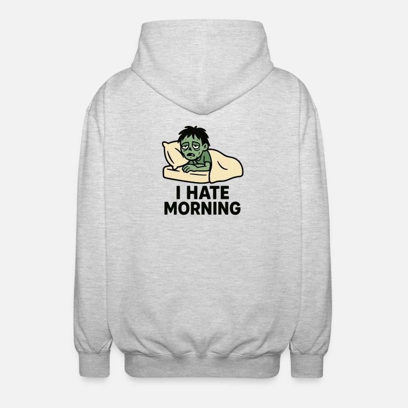 Zombie râleux matinal au lit - Veste à capuche unisexe - gris clair chiné