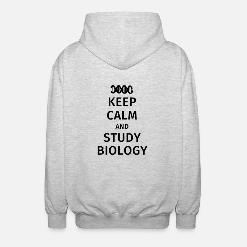 keep calm and study biology - Unisex Hooded Jacket - light heather grey