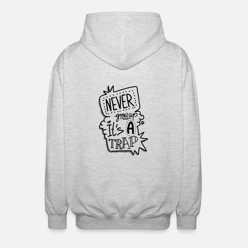 Never Grow Up - Unisex Hooded Jacket - light heather grey