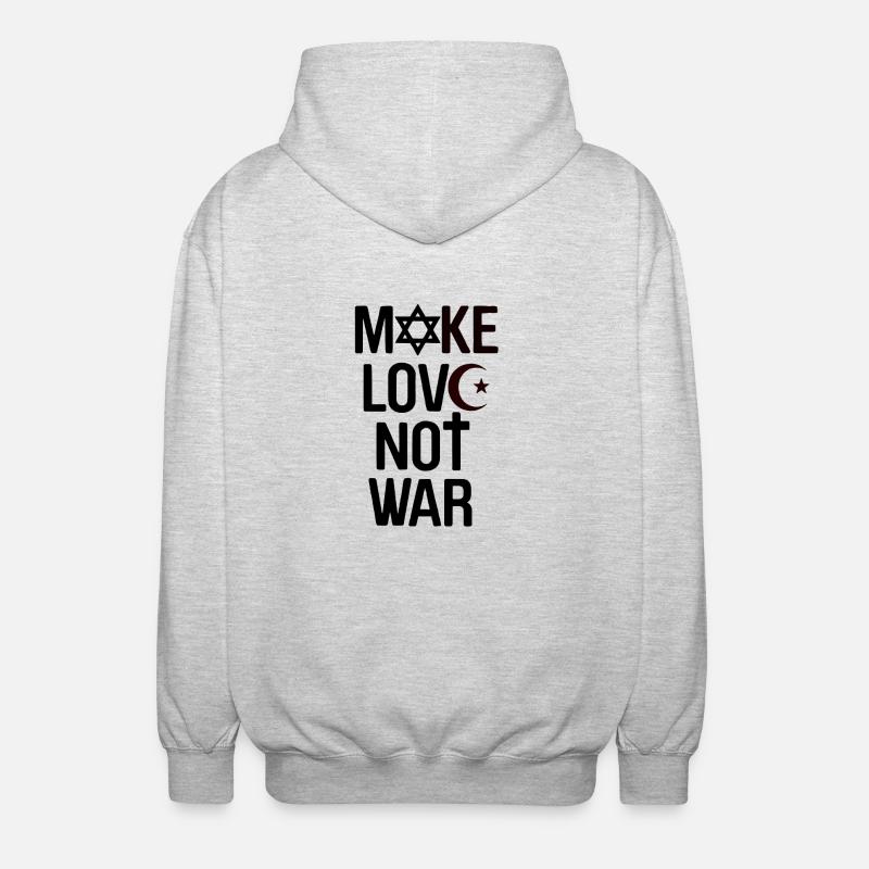 Make Love not War - Unisex Kapuzenjacke - Hellgrau meliert