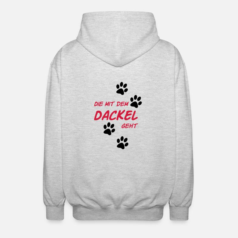 Die mit dem Dackel geht - Unisex Kapuzenjacke - Hellgrau meliert