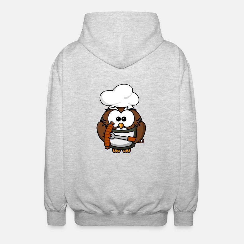 Grillmeister Eule / Papa Eule - Unisex Kapuzenjacke - Hellgrau meliert