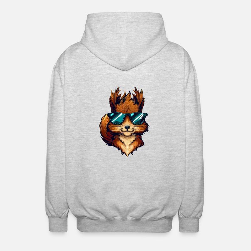 Cool Eichhörnchen - Eichhörnchen mit Sonnenbrille - Unisex Kapuzenjacke - Hellgrau meliert