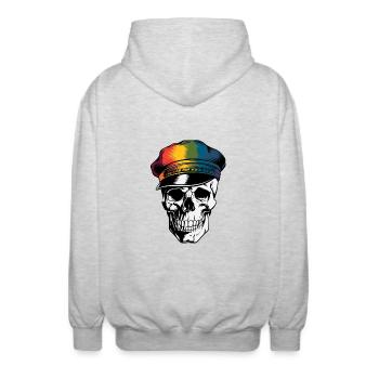 Drôle de carnaval Carnaval Crâne Helau - Veste à capuche unisexe - gris clair chiné - Dos - AI Model Male 185 light (185cm)