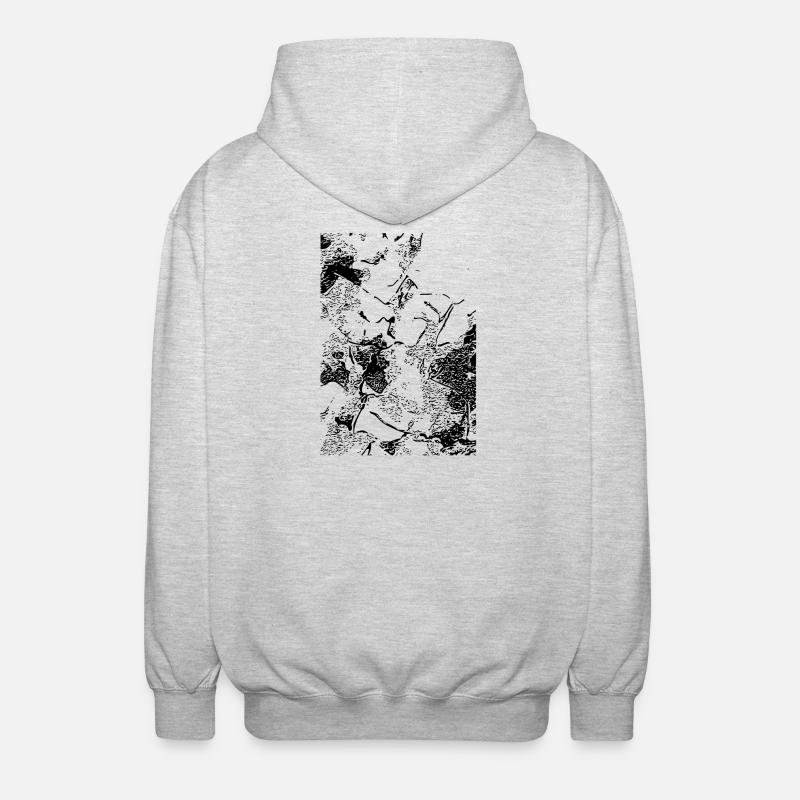Abstract image / line / black / pattern - Unisex Hooded Jacket - light heather grey