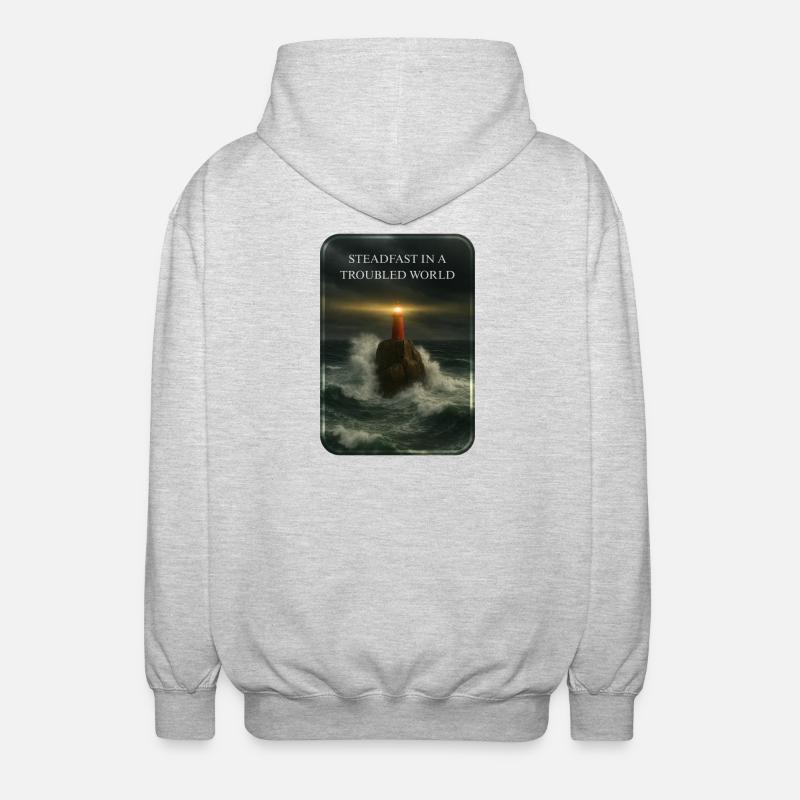 STEADFAST IN A TROUBLED WORLD - Unisex Kapuzenjacke - Hellgrau meliert