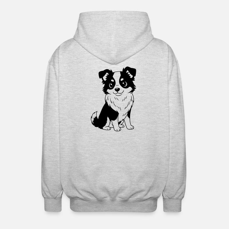 Australian Shepherd - Aussi - black and white - Unisex Hooded Jacket - light heather grey