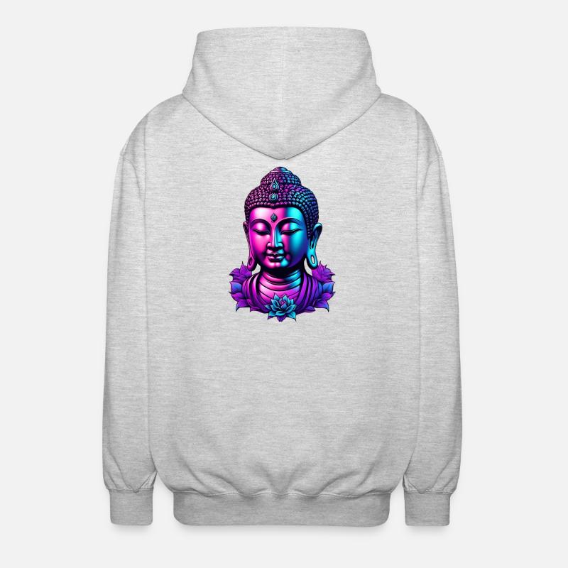 Néon Bouddha Fleur Aura - Veste à capuche unisexe - gris clair chiné