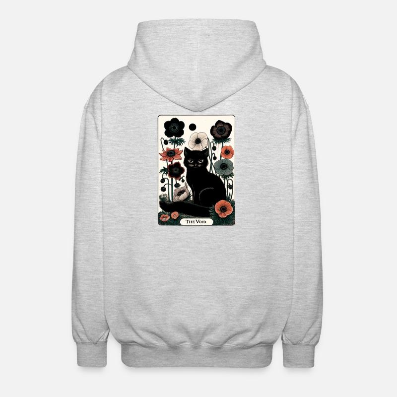 Void Katze in Blüte Tarot - Unisex Kapuzenjacke - Hellgrau meliert