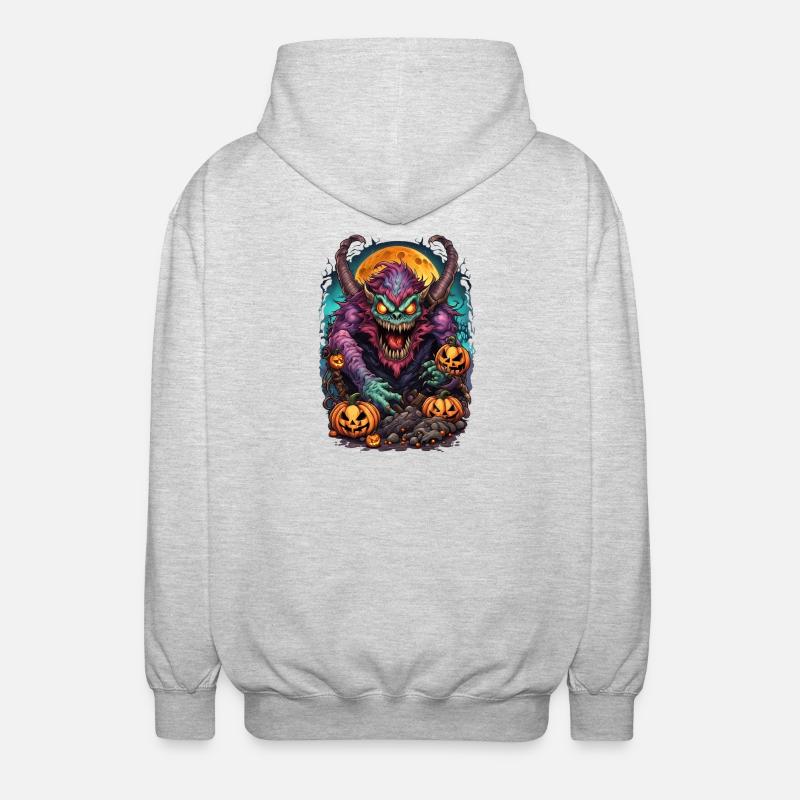 Dämon Halloween  - Unisex Kapuzenjacke - Hellgrau meliert