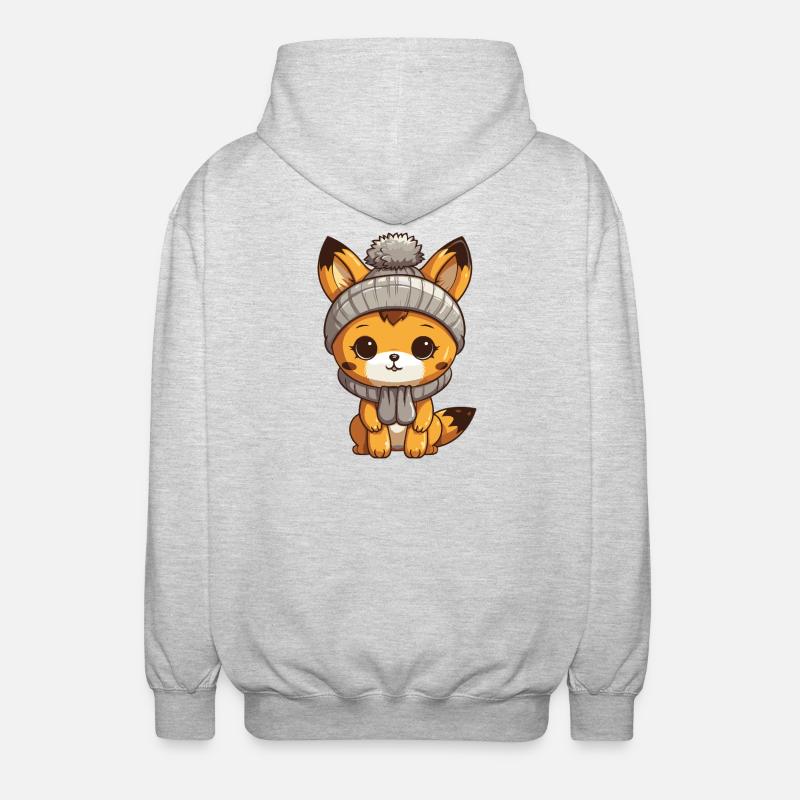 Fuchs Winter Comic - Unisex Kapuzenjacke - Hellgrau meliert