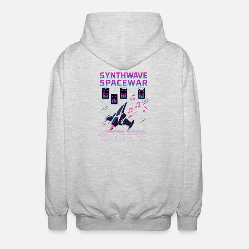 SYNTHWAVE SPACEWAR Vaisseau Rétro Neon 80s - Veste à capuche unisexe - gris clair chiné