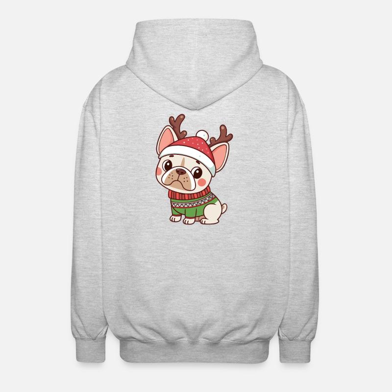 Chiot Noël Bonnet et Pull Vert - Veste à capuche unisexe - gris clair chiné