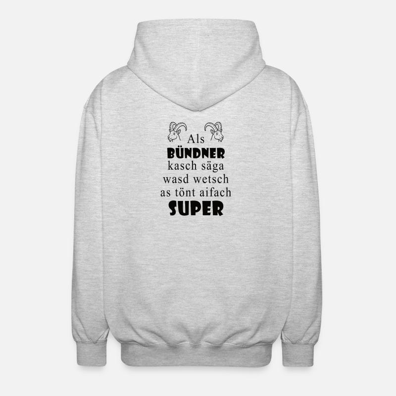 Graubünden dialect Super expression - Unisex Hooded Jacket - light heather grey