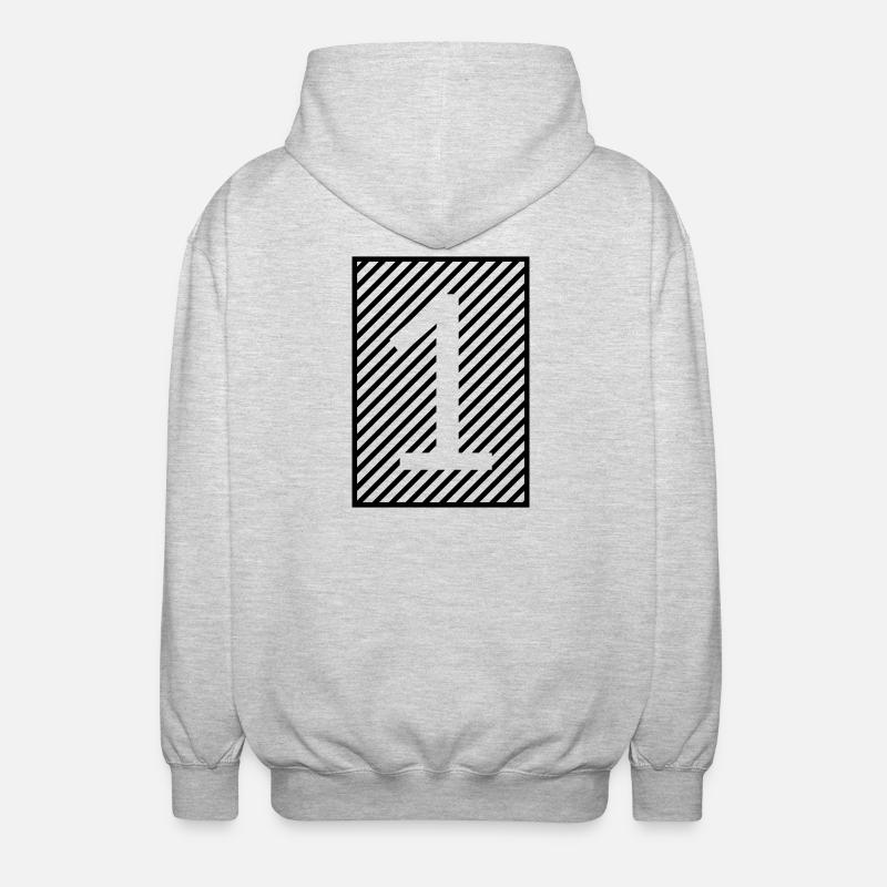 Nummer 1 – gerahmte Streifen - Unisex Kapuzenjacke - Hellgrau meliert