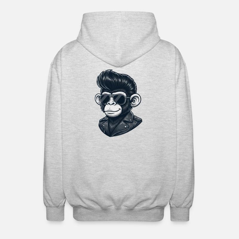 Cool Monkey Chimpanzee Sunglasses Rock and Roll - Unisex hættejakke. - lysegrå meleret