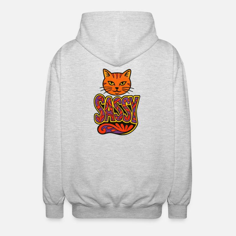 Sassy Cat Psychedelic Script - Unisex Kapuzenjacke - Hellgrau meliert