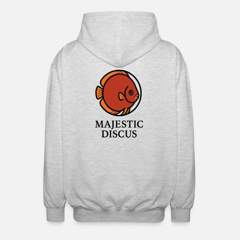 Logo Majestueux Poisson Discus Circulaire - Veste à capuche unisexe - gris clair chiné