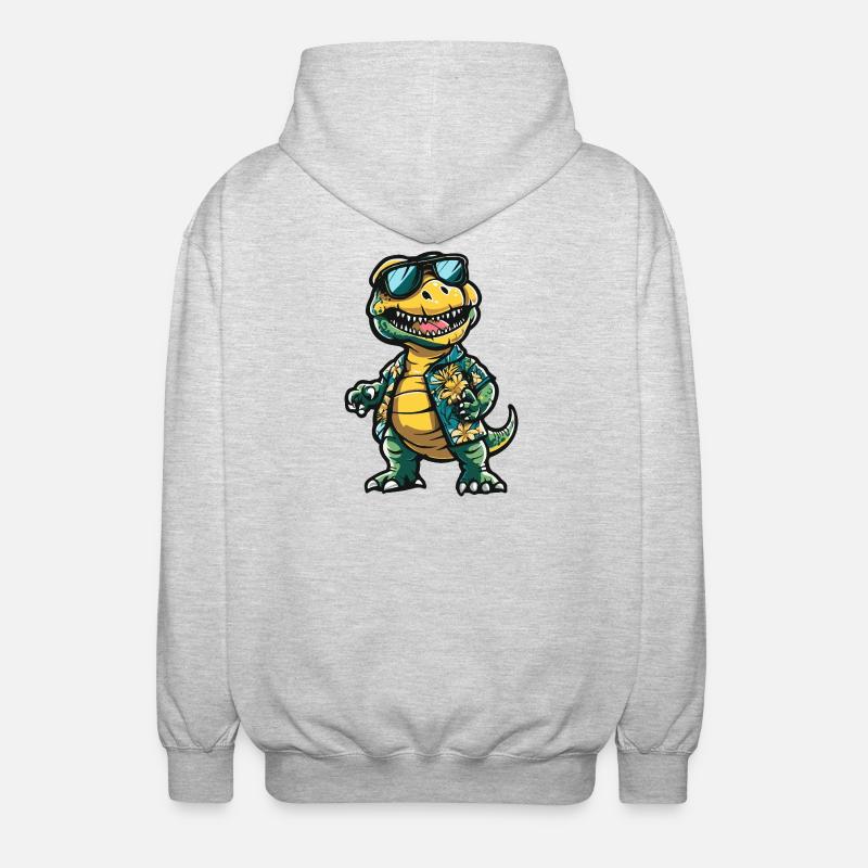 Dinosaurier T-Rex Comic Urlaub - Unisex Kapuzenjacke - Hellgrau meliert