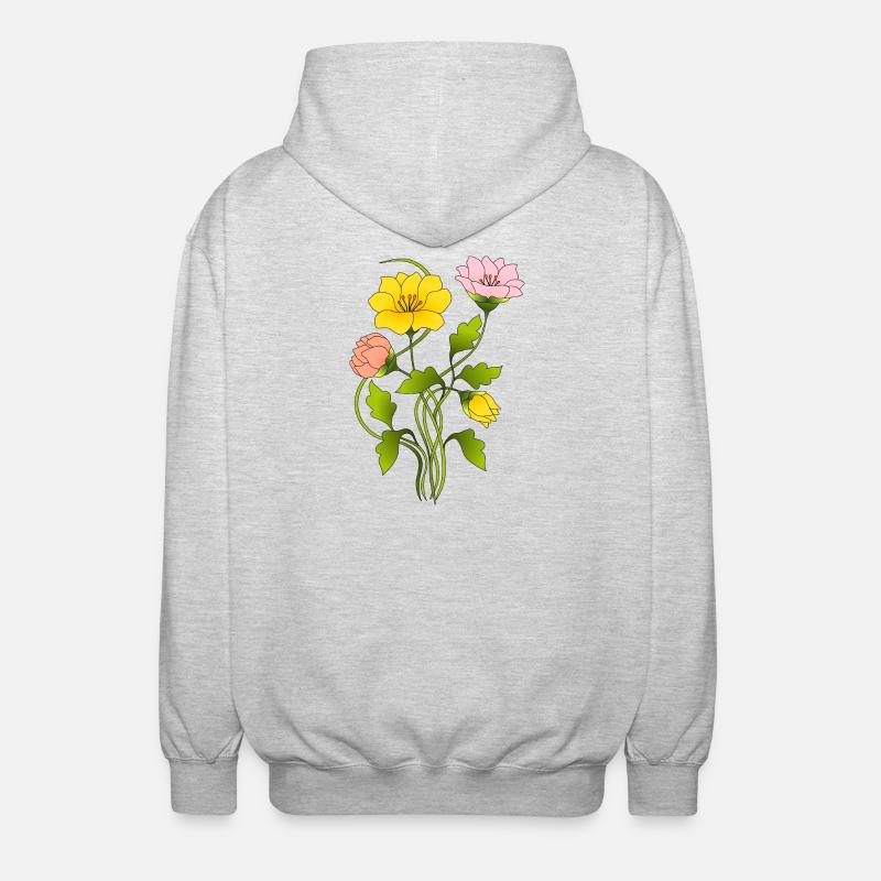 Blumen - Unisex Kapuzenjacke - Hellgrau meliert