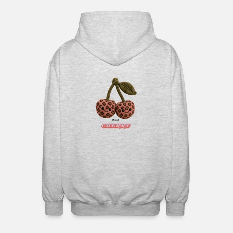 Leopard Cherries Cuddle Duo - Unisex Hooded Jacket - light heather grey