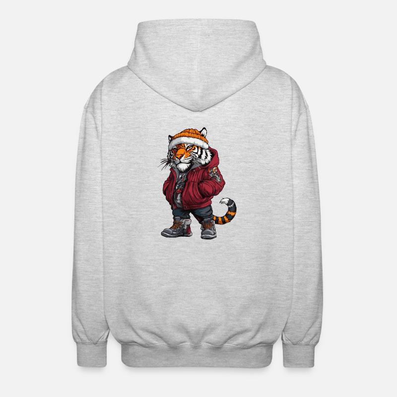 Tigre drôle d’hiver - Veste à capuche unisexe - gris clair chiné