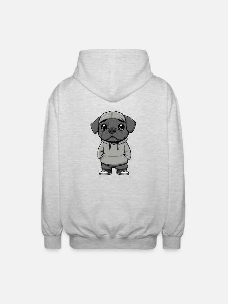 Mastiff Dog Funny - Unisex Hooded Jacket - light heather grey