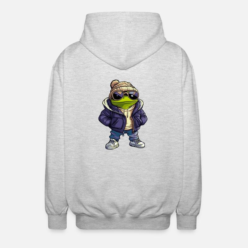 Grenouille Bande dessinée cool - Veste à capuche unisexe - gris clair chiné