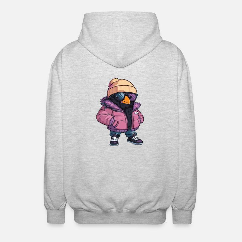 Rabe Krähe Cool Comic - Unisex Kapuzenjacke - Hellgrau meliert
